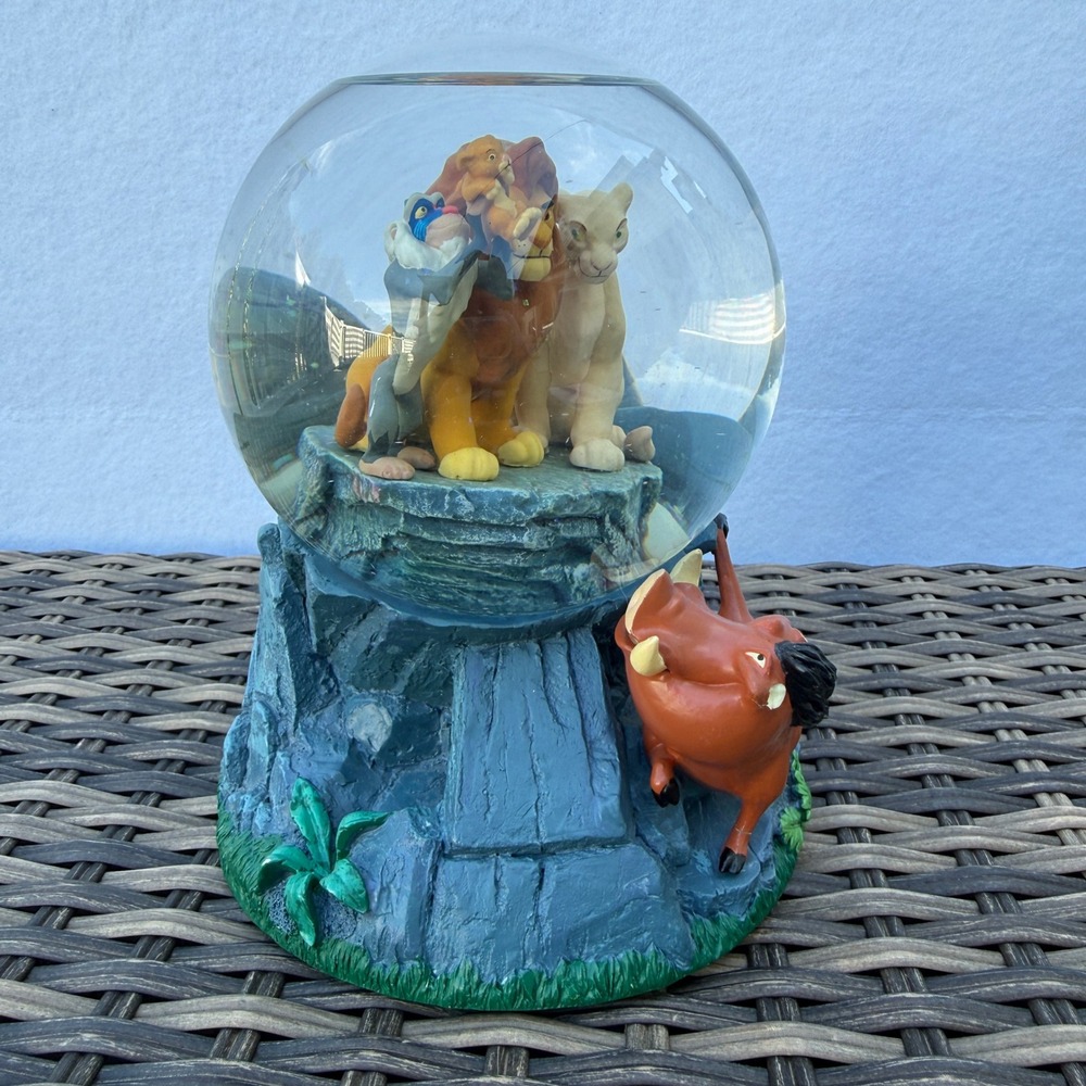 Vintage Disney Lion King Circle of Life Musical Snow Globe Pride Rock 7"